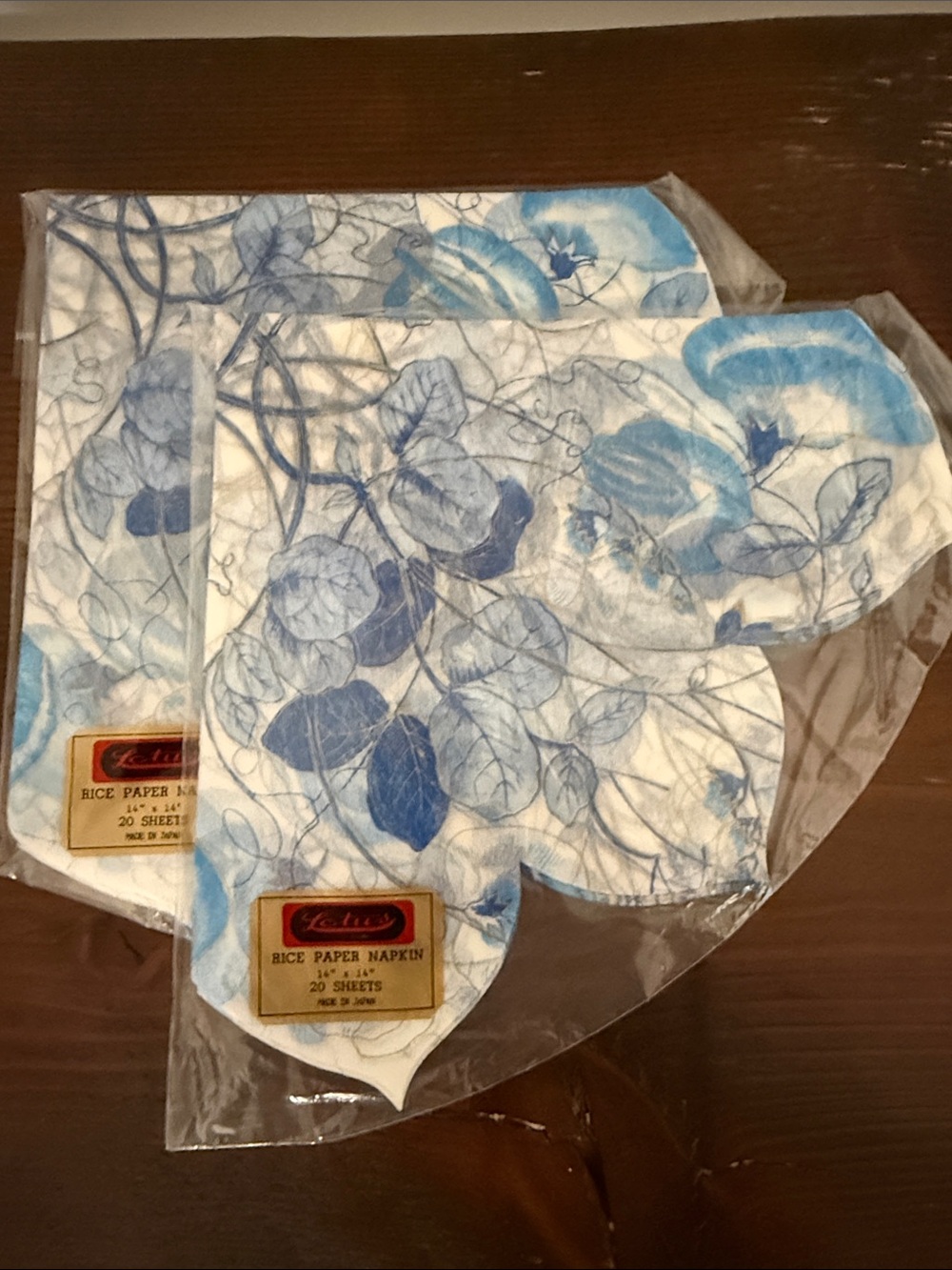 Vintage Lotus Rice Paper Napkins - Made in Japan - 2 Packs of 20 (Unused)